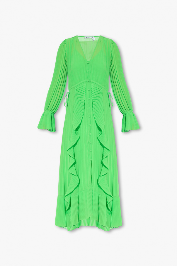 Self portrait green cold shoulder dress hotsell